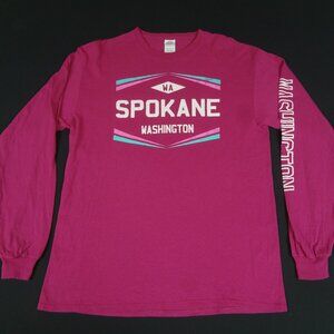 SPOKANE WASHINGSTON - DARK PINK LARGE LONG SLEEVE T-SHIRT L380